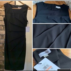 Calvin Klein Dress Sleeveless Black Sunburst W2